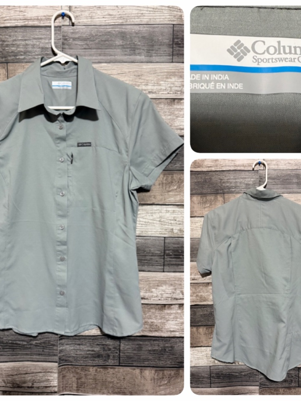 Columbia Short Sleeve Button Up Hiking Shirt Women’s S Gray Vented Fishing